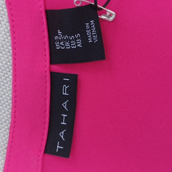 Tahari Barbie Pink Faux Wrap Stretch Top NEW- Sz. Sm - Picture 2 of 6